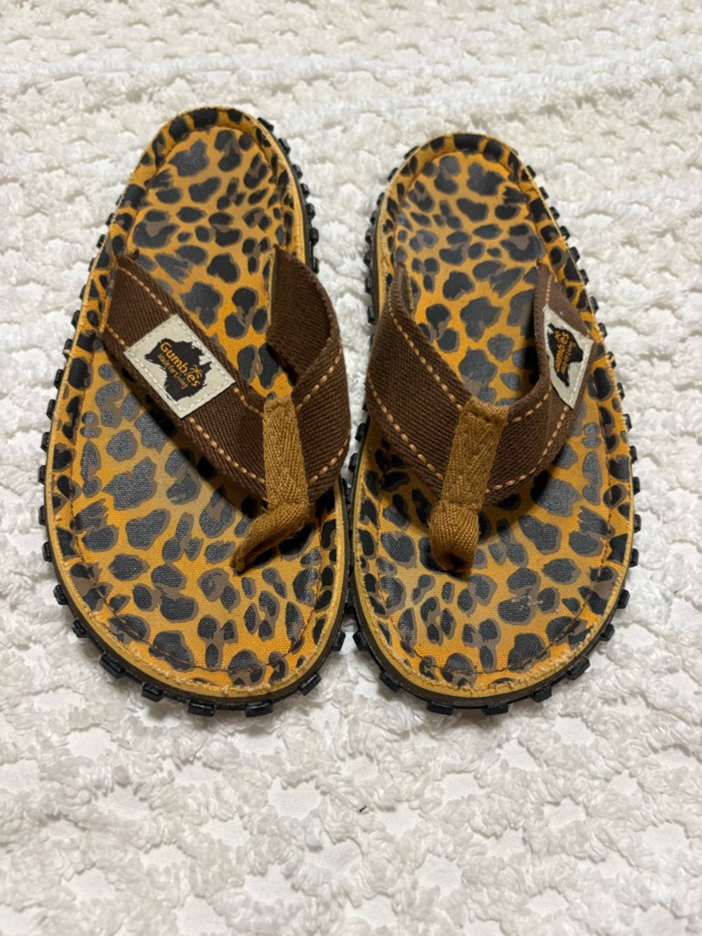 Gymboree Brown Leopard Print Kids Flip Flops